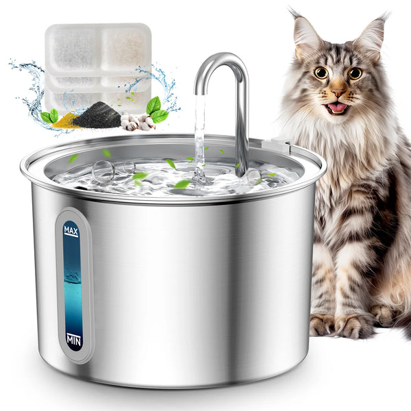 AquaPaw Pro – Edelstahl Katzenbrunnen mit Wasserhahn-Design