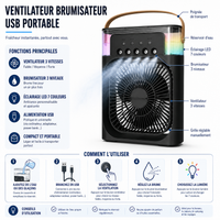 FrostFlow Pro — Ventilateur Brumisateur Portable 3-en-1